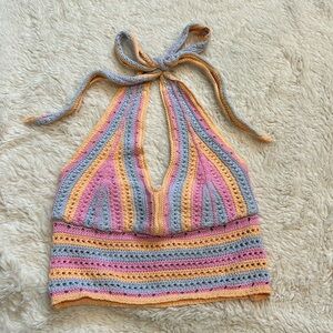 Hollister crocheted halter top size S